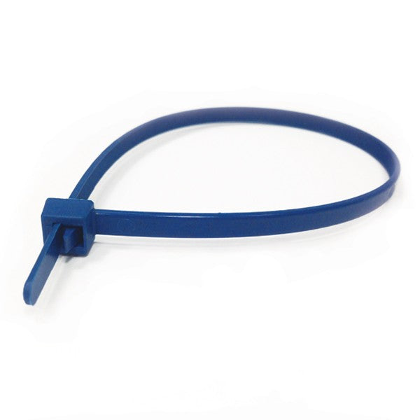 Detectable Releasable Cable Tie, Blue, 250mm, Pack of 100